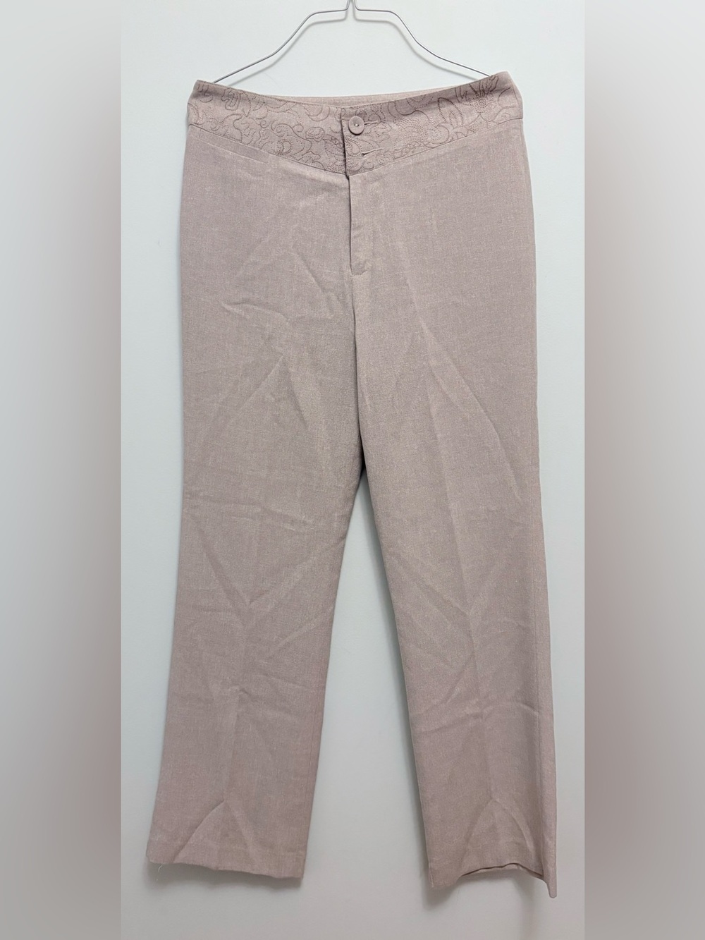 Casual Straight-Leg Slacks in Soft Taupe